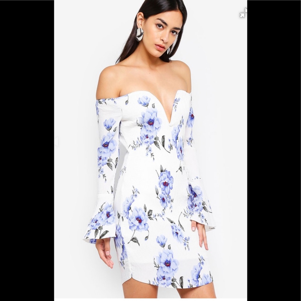 Missguided pleated floral bodycon dress